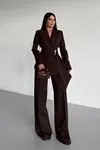 Altın Tokalı Takım Kahverengi