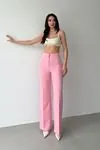 Yüksek Bel Klasik Pantolon Pembe