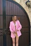Büzgü Kollu Ceket Pembe