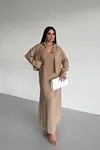 İkili Takım Gömlek Elbise Bej